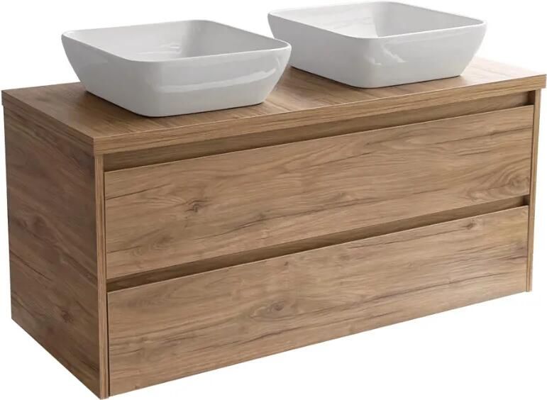 Sanicare Avenza badmeubel 120cm diveria oak met witte waskommen 40x40cm