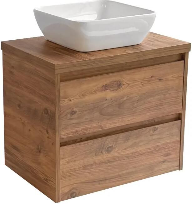 Sanicare Avenza badmeubel 65cm arrano oak met witte waskom 40x40cm
