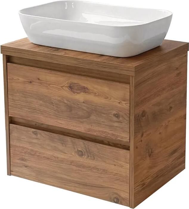 Sanicare Avenza badmeubel 65cm arrano oak met witte waskom 60x40cm