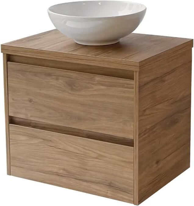 Sanicare Avenza badmeubel 65cm diveria oak met ronde witte waskom