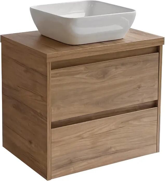 Sanicare Avenza badmeubel 65cm diveria oak met witte waskom 40x40cm