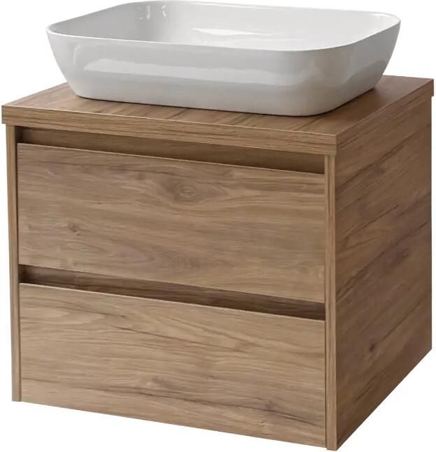 Sanicare Avenza badmeubel 65cm diveria oak met witte waskom 60x40cm