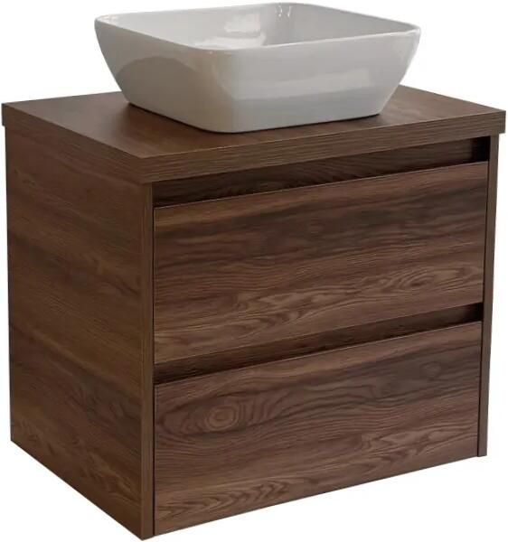 Sanicare Avenza badmeubel 65cm nera oak met witte waskom 40x40cm