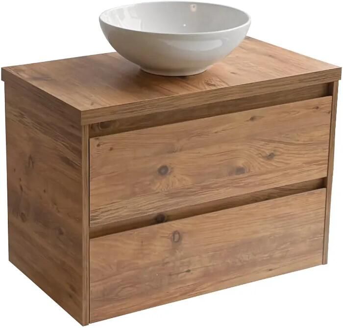 Sanicare Avenza badmeubel 80cm arrano oak met ronde witte waskom