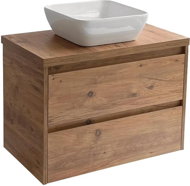 Sanicare Avenza badmeubel 80cm arrano oak met witte waskom 40x40cm
