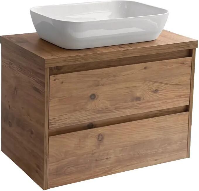 Sanicare Avenza badmeubel 80cm arrano oak met witte waskom 60x40cm