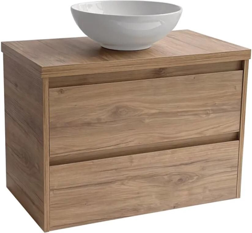 Sanicare Avenza badmeubel 80cm diveria oak met ronde witte waskom