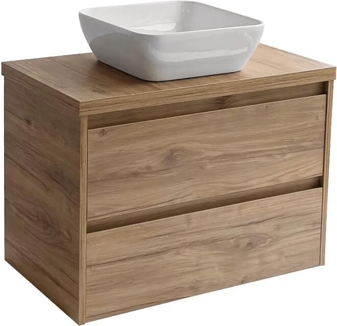 Sanicare Avenza badmeubel 80cm diveria oak met witte waskom 40x40cm