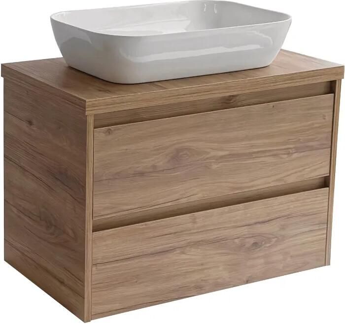 Sanicare Avenza badmeubel 80cm diveria oak met witte waskom 60x40cm