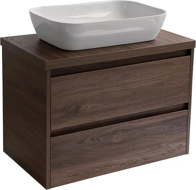 Sanicare Avenza badmeubel 80cm nera oak met witte waskom 60x40cm