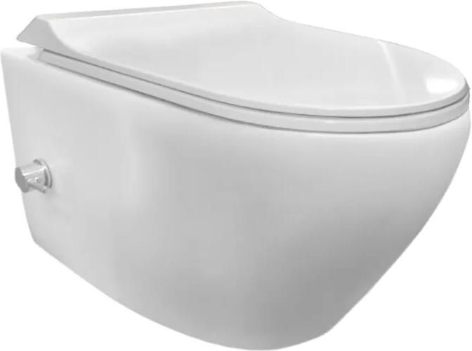 Sanicare Rondo randloos toilet wit glans met bidetsproeier- en kraan en softclose zitting