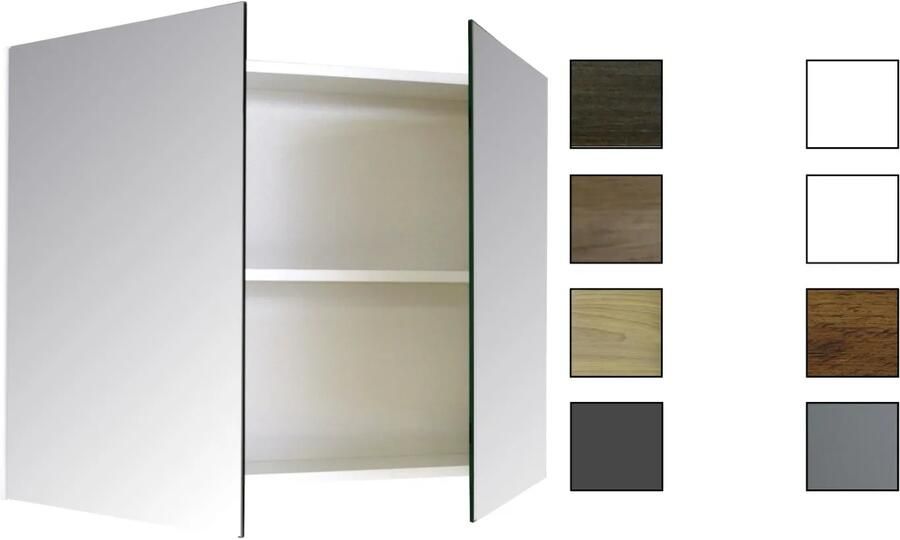 Sanicare Spiegelkast Qlassics 60 cm. 1 dubbelzijdige spiegeldeur rechtsdraaiend Belluno-eiken