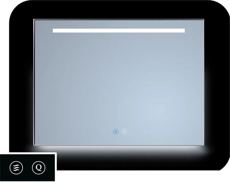 Sanicare Tutti LTD spiegel zwart met verwarming LED lichtstrook verlichting onder en touch bediening 100cm