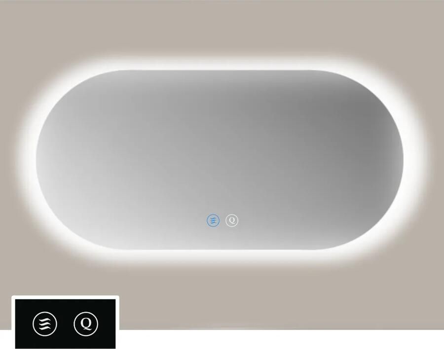 Sanicare Tutti ORTA ovale spiegel met verwarming verlichting rondom en touch bediening 100x40cm
