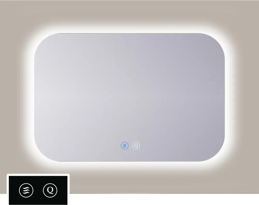 Sanicare Tutti SAAT rechthoekig met afgeronde hoeken met verwarming verlichting rondom en touch bediening 100cm