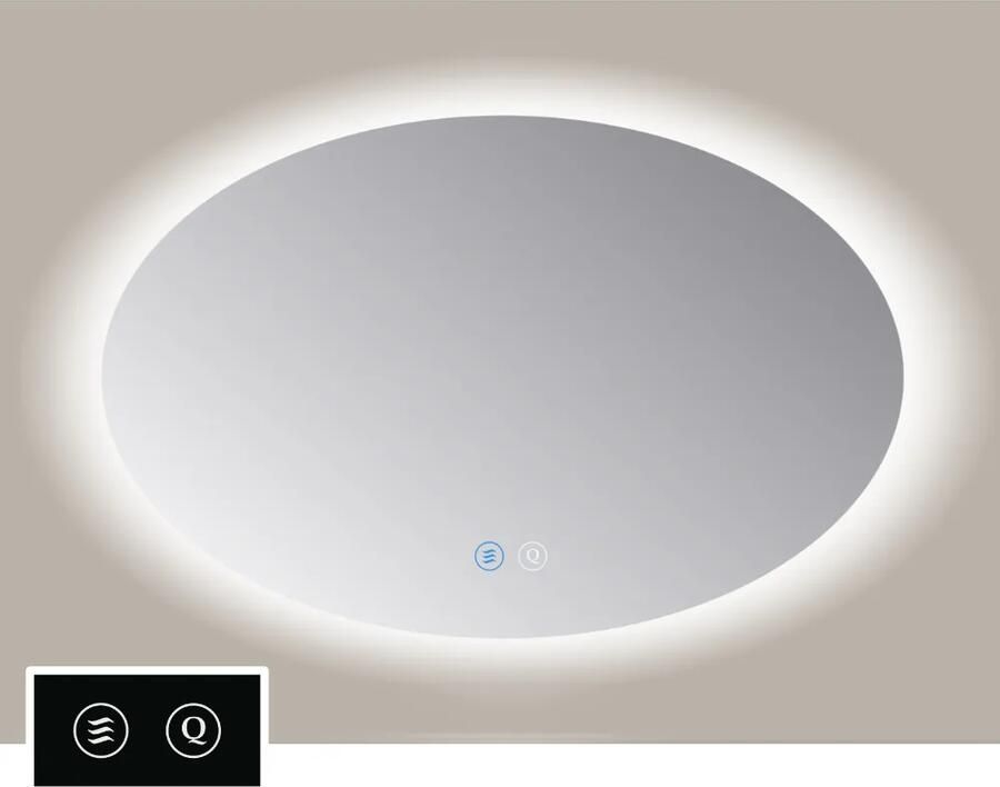 Sanicare Tutti SOAT ovale spiegel met verwarming verlichting rondom en touch bediening 120x80cm