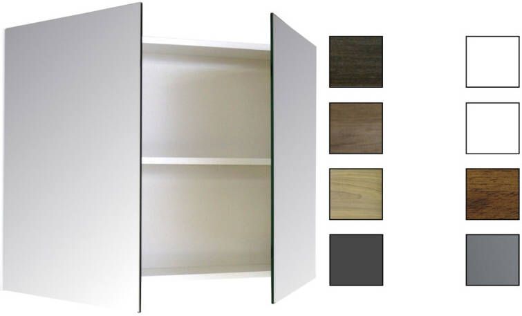 Sanicare Spiegelkast Qlassics Ambiance 100 cm. 2 dubbelzijdige spiegeldeuren grey-wood