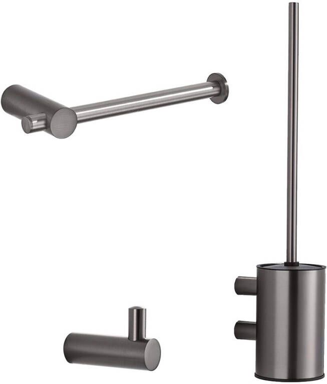 Saniclear Academy toiletaccessoiresset 3-delig verouderd ijzer gunmetal