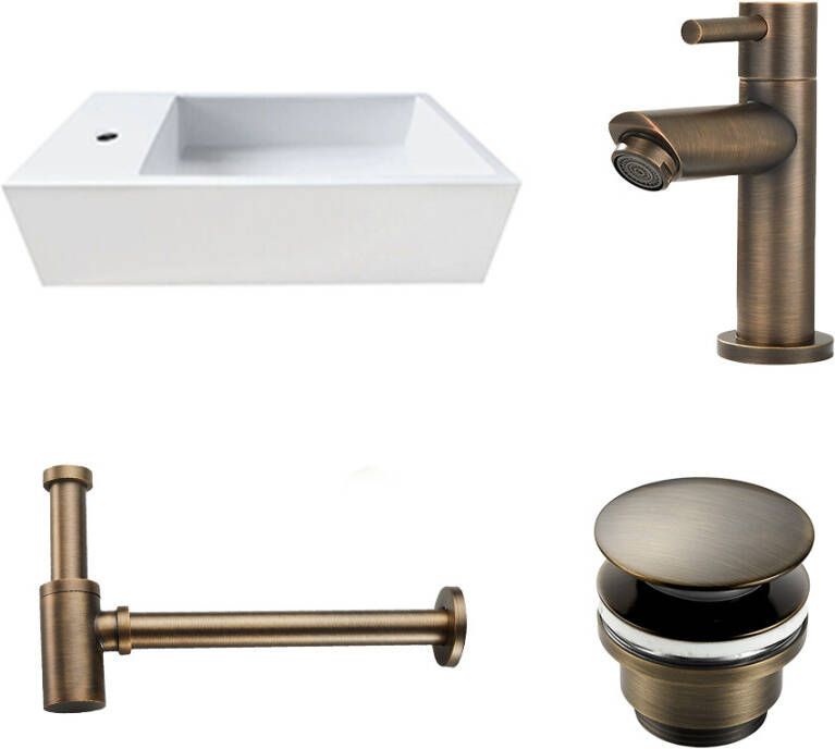 Saniclear Alaska fonteinset links met kraan in verouderd messing