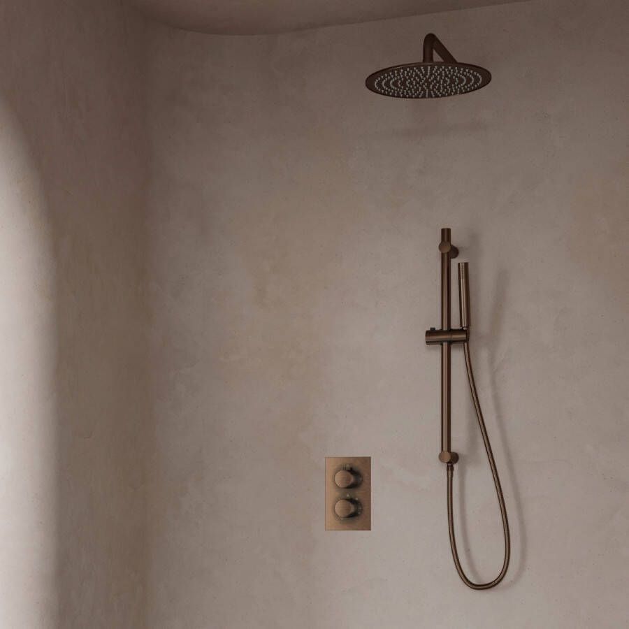 Saniclear Antique inbouw regendouche met 20cm hoofddouche muurarm en glijstang verouderd messing