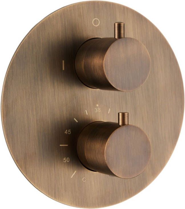 Saniclear Antique ronde inbouw kraan thermostatisch verouderd messing