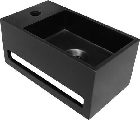 Saniclear SCHADEMODEL: Bali mat zwarte solid surface fontein 36x20cm links