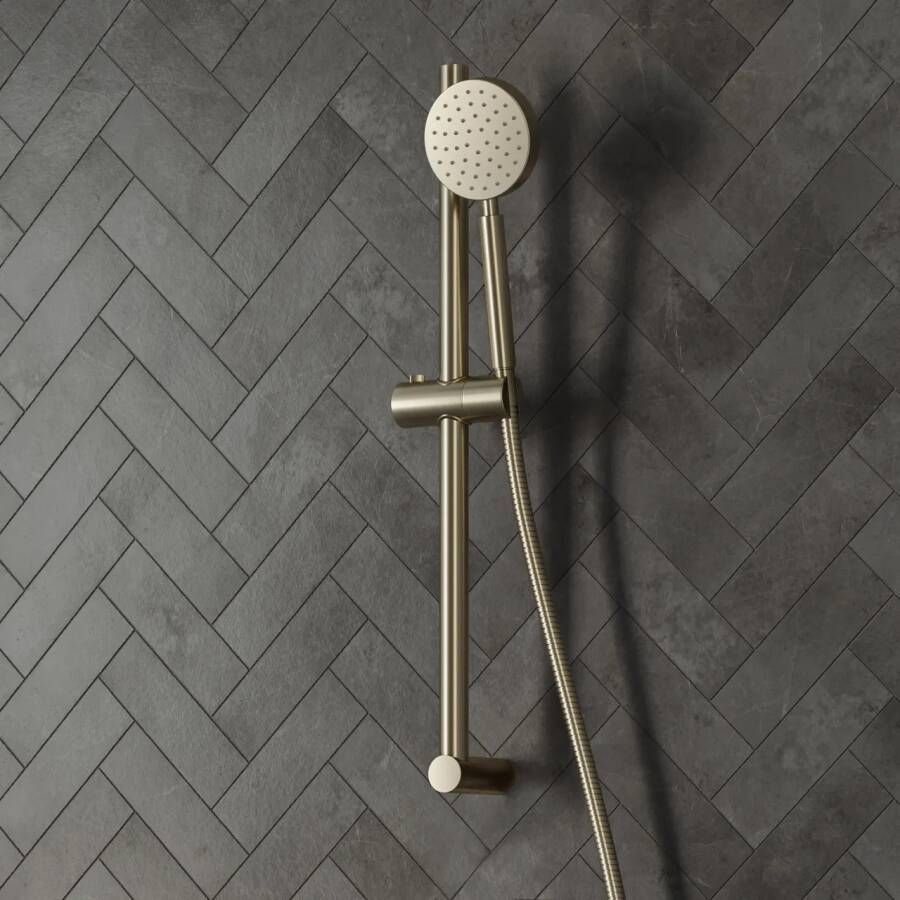 Saniclear Brass glijstangset met Vision handdouche geborsteld messing mat goud