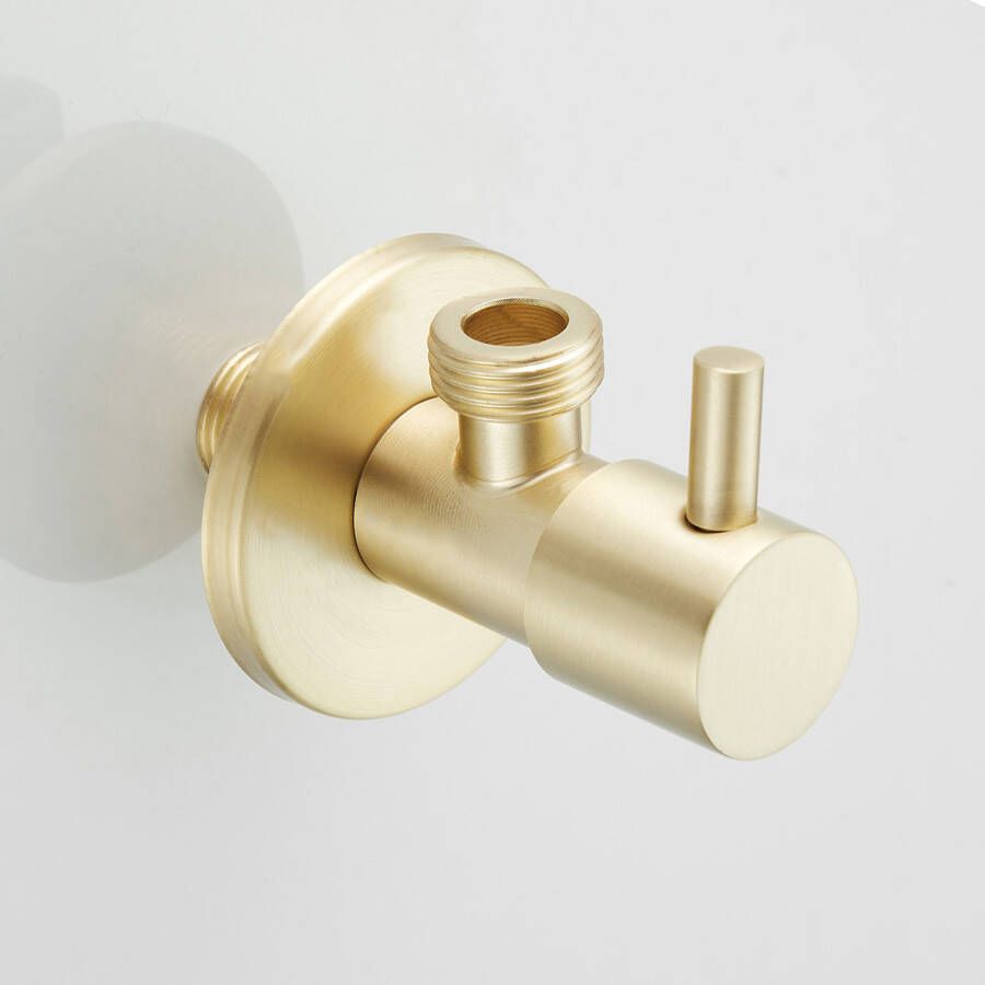 Saniclear Brass hoekstopkraan 1 2 x 1 2" messing geborsteld goud mat