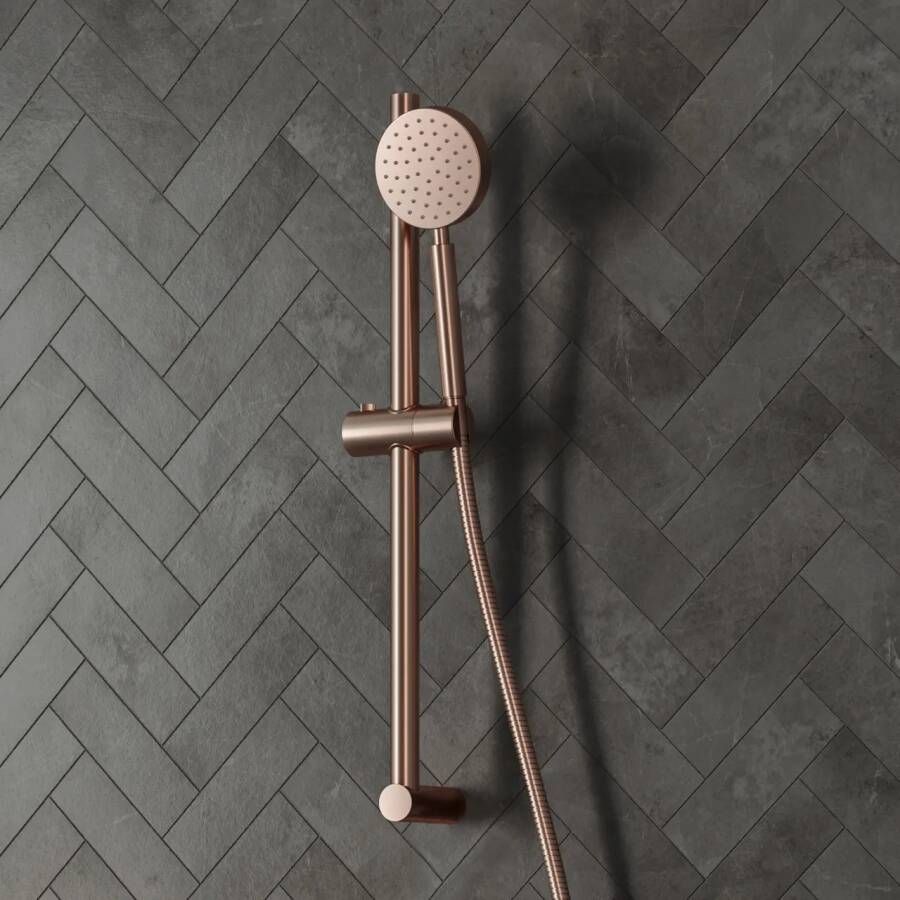 Saniclear Copper glijstangset met Vision handdouche geborsteld koper