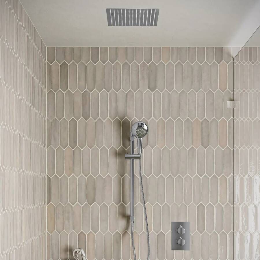 Saniclear Cube inbouw regendouche met inbouw douchekop 30x30cm glijstang en 2 standen handdouche chroom