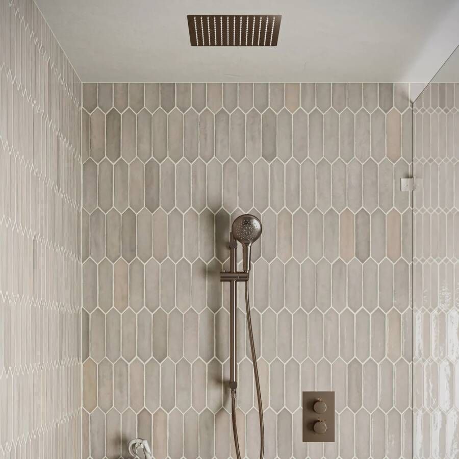 Saniclear Cube inbouw regendouche met inbouw douchekop 30x30cm glijstang en 2 standen handdouche verouderd messing
