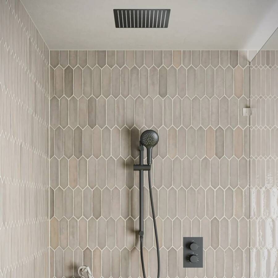 Saniclear Cube inbouw regendouche met inbouw douchekop 30x30cm glijstang en 2 standen handdouche zwart mat