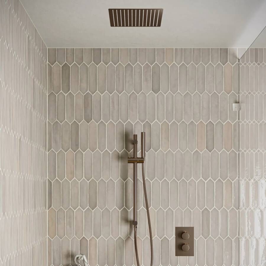 Saniclear Cube inbouw regendouche met inbouw douchekop 30x30cm glijstang en staafhanddouche verouderd messing
