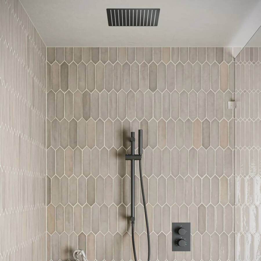 Saniclear Cube inbouw regendouche met inbouw douchekop 30x30cm glijstang en staafhanddouche zwart mat