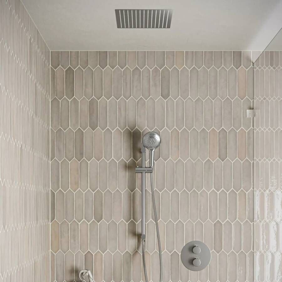Saniclear Cube inbouw regendouche rond met inbouw douchekop 30x30cm glijstang en 2 standen handdouche RVS