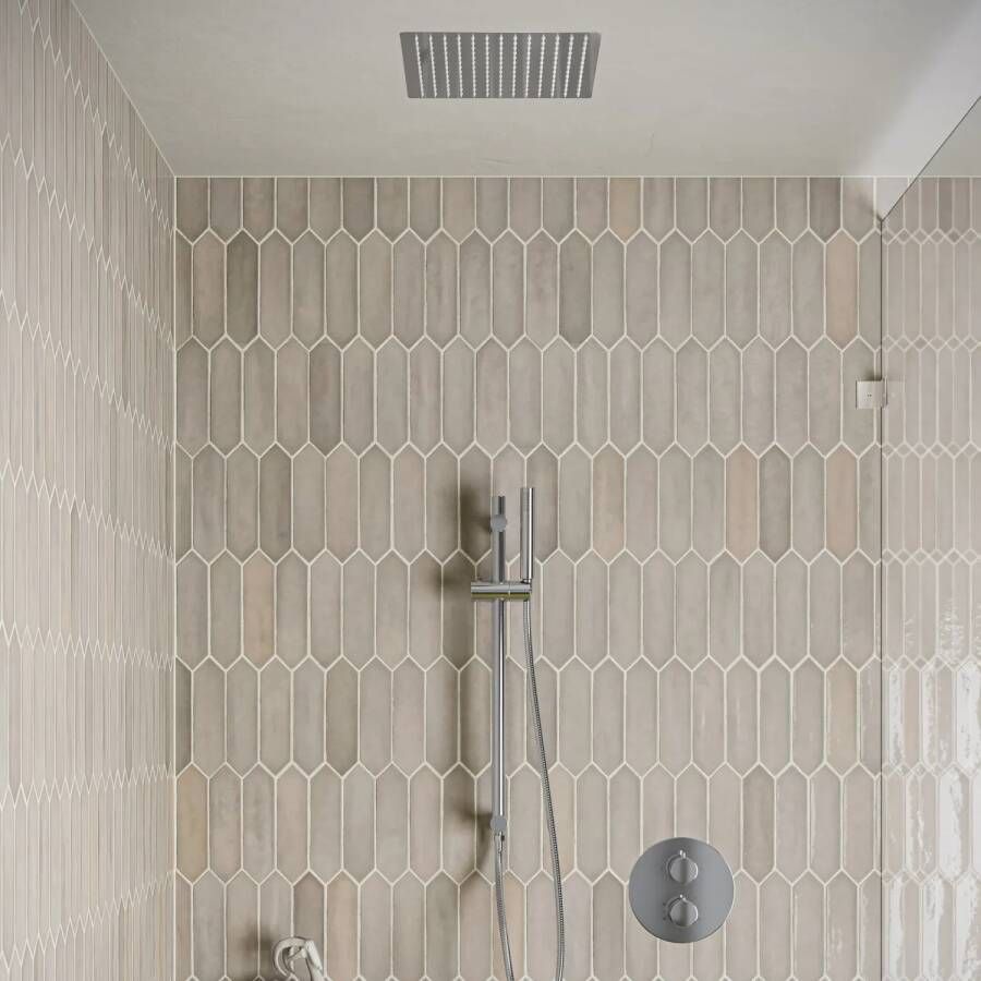 Saniclear Cube inbouw regendouche rond met inbouw douchekop 30x30cm glijstang en staafhanddouche chroom