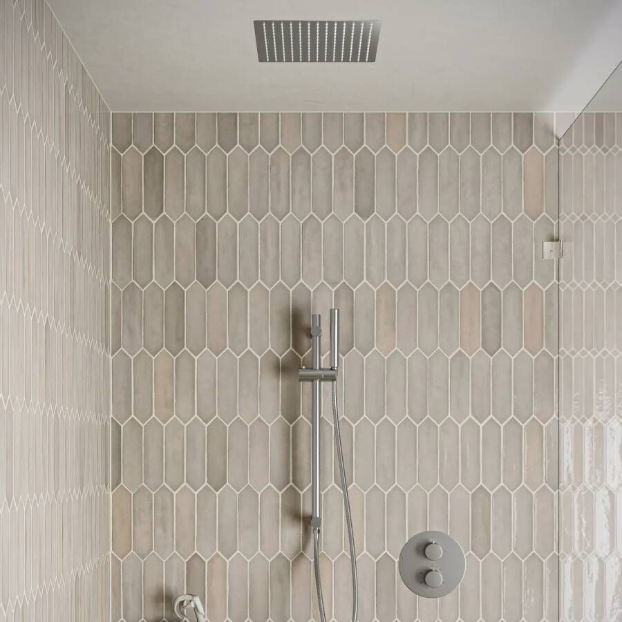 Saniclear Cube inbouw regendouche rond met inbouw douchekop 30x30cm glijstang en staafhanddouche RVS