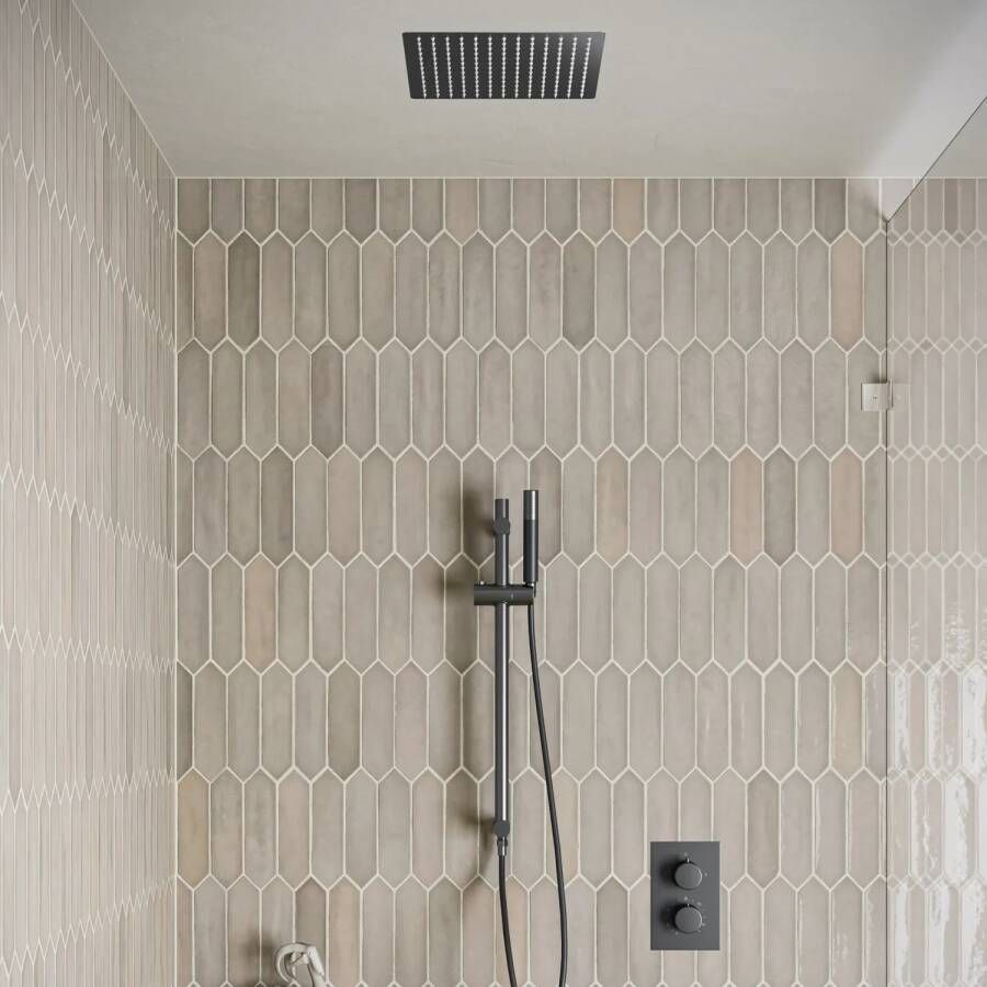 Saniclear Cube Pro inbouw regendouche met inbouw douchekop 30x30cm glijstang en staafhanddouche verouderd ijzer gunmetal