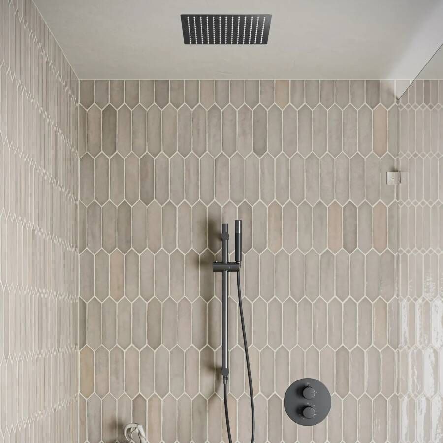 Saniclear Cube Pro inbouw regendouche rond met inbouw douchekop 30x30cm glijstang en staafhanddouche verouderd ijzer gunmetal