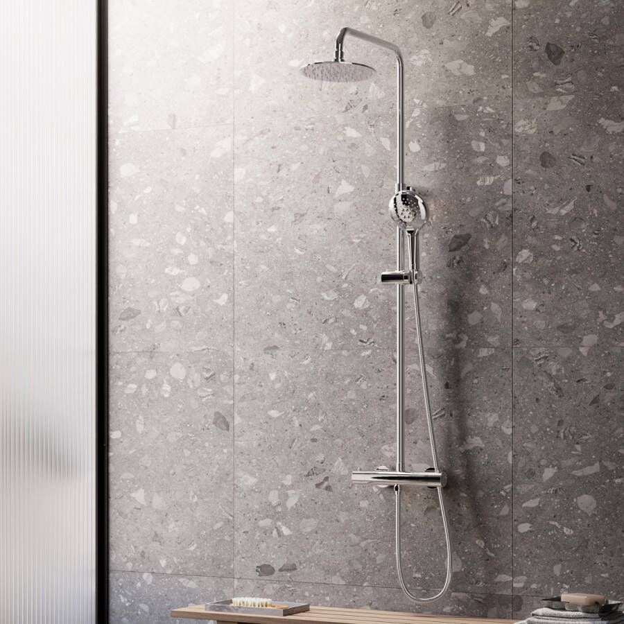 Saniclear Evolution opbouw regendouche met 20cm hoofddouche en 2 standen handdouche chroom