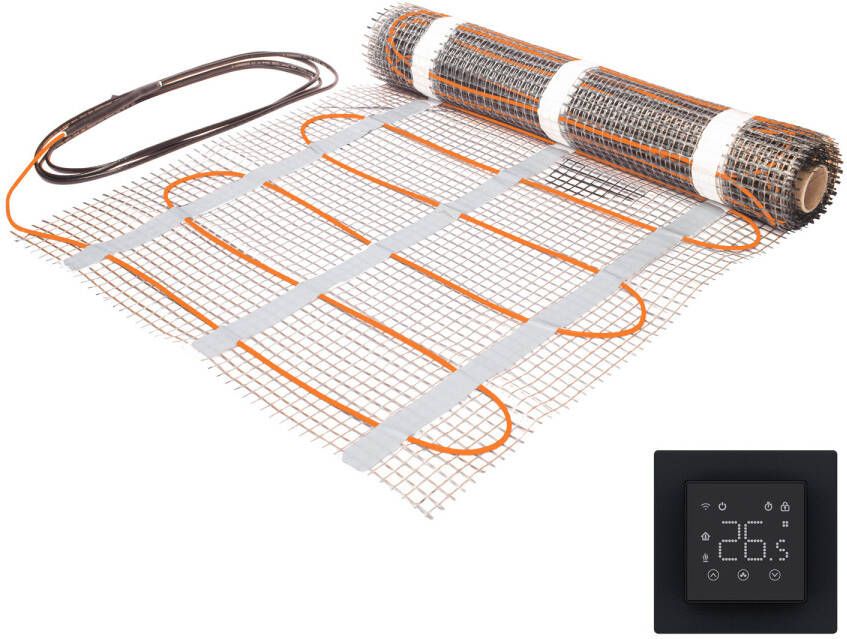 Saniclear Glow elektrische vloerverwarming 1.5m² met zwarte Wifi thermostaat