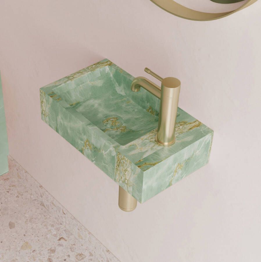 Saniclear Green Onyx fontein met kraangat rechts 39x22x10cm