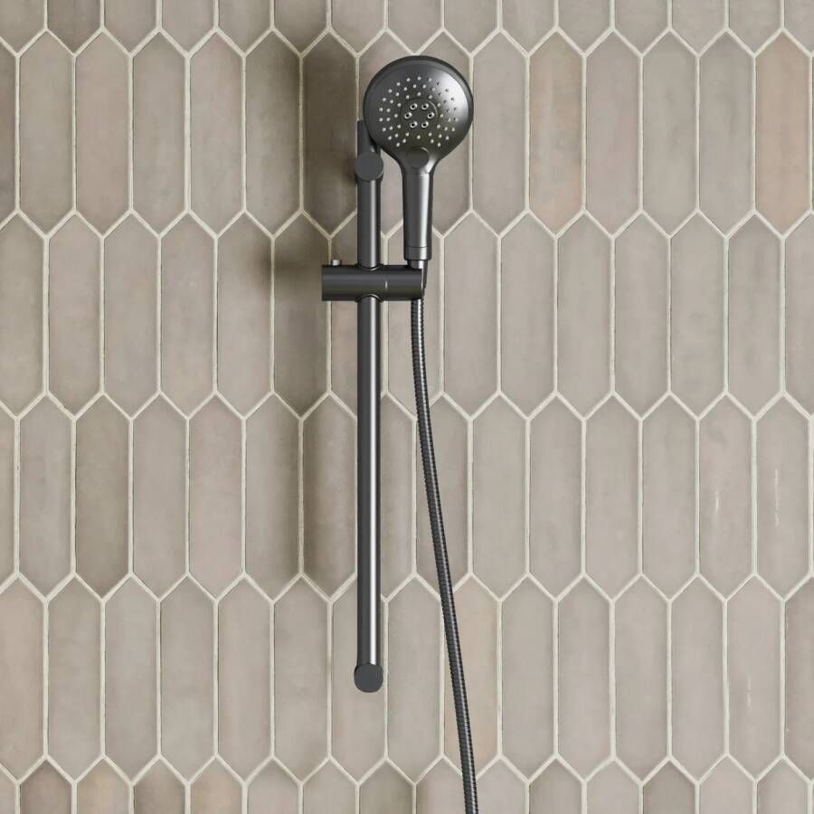 Saniclear Iron glijstangset met 2 standen handdouche verouderd ijzer gunmetal