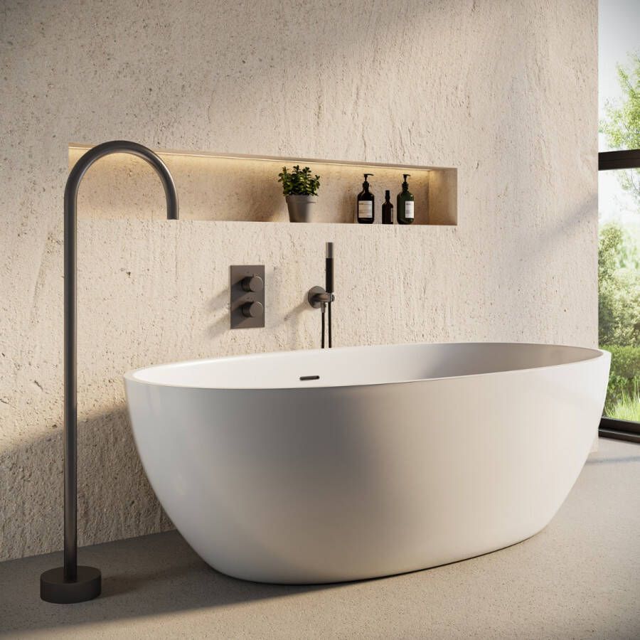 Saniclear Iron Pro inbouw badkraan met vrijstaande uitloop verouderd ijzer gunmetal
