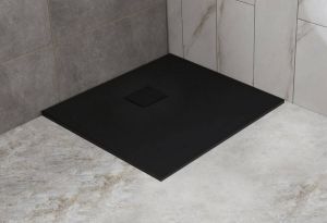 Saniclear Naxos SMC douchebak stone-look 90x90cm zwart mat