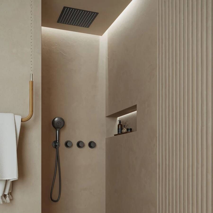 Saniclear Plus inbouw regendouche met inbouw douchekop 30x30cm en 2 standen handdouche verouderd ijzer gunmetal