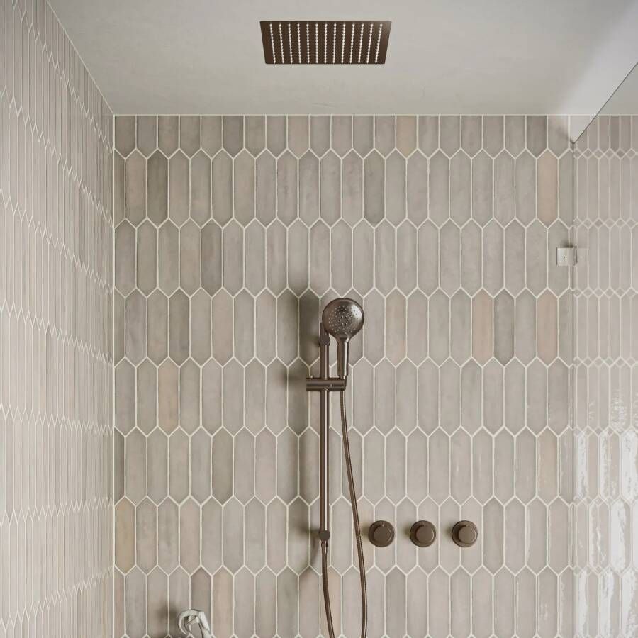 Saniclear Plus inbouw regendouche met inbouw douchekop 30x30cm glijstang en 2 standen handdouche verouderd messing