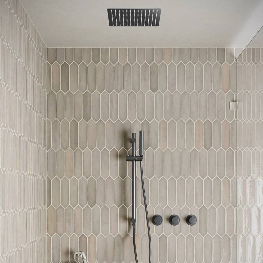 Saniclear Plus inbouw regendouche met inbouw douchekop 30x30cm glijstang en staafhanddouche verouderd ijzer gunmetal