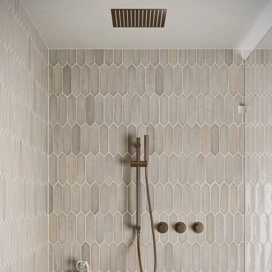 Saniclear Plus inbouw regendouche met inbouw douchekop 30x30cm glijstang en staafhanddouche verouderd messing