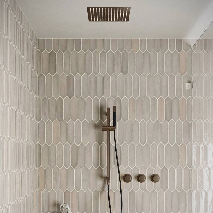 Saniclear Plus Pro inbouw regendouche met inbouw douchekop 30x30cm glijstang en staafhanddouche verouderd messing